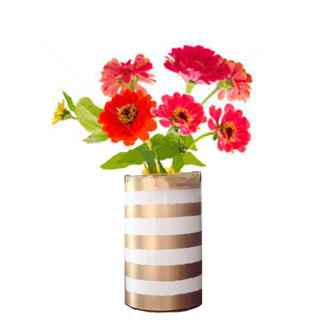 Dana Gibson Gold Striped Pen Cup
