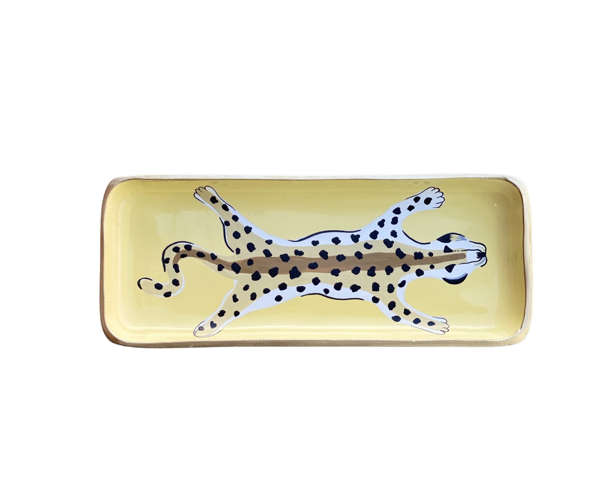 Dana Gibson Cream Leopard Tray, Small