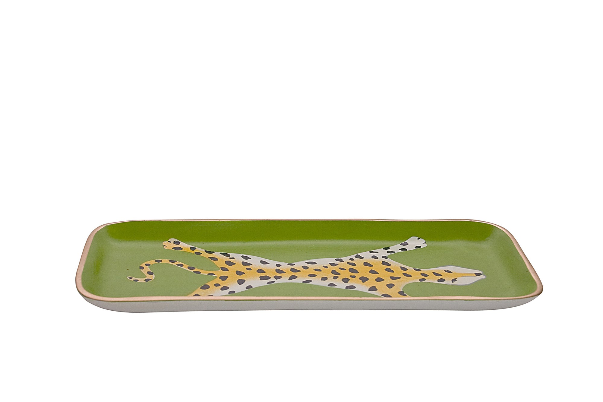 Dana Gibson Green Leopard Tray, Small