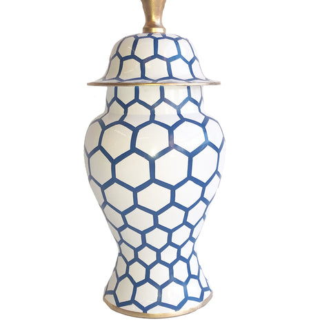 Dana Gibson Blue Mesh Ginger Jar, Small