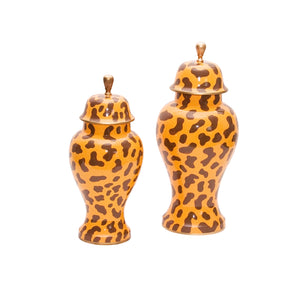 Dana Gibson Golden Leopard Ginger Jar, Medium