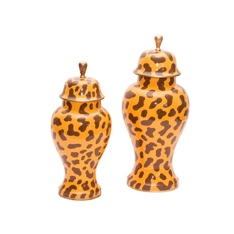 Dana Gibson Golden Leopard Ginger Jar, Medium