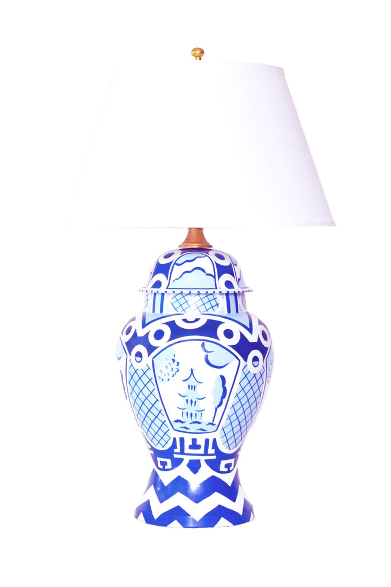 Summer Palace Ginger Jar Lamp in Blue