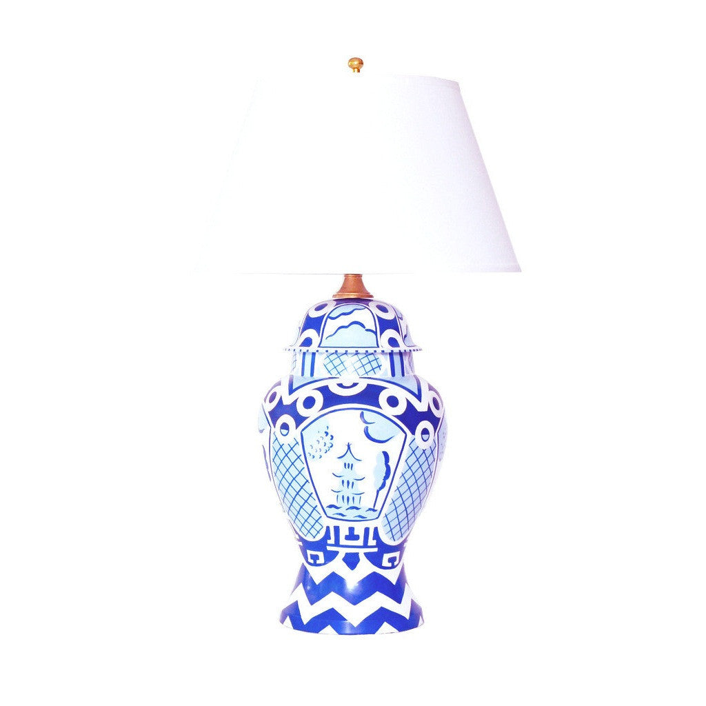 Summer Palace Ginger Jar Lamp in Blue