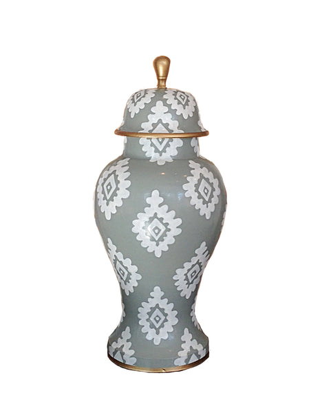 Dana Gibson Medium Ginger Jar, Grey Block Print