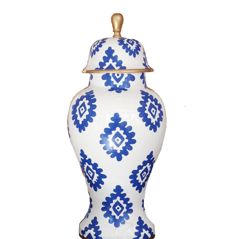 Dana Gibson Medium Ginger Jar, Navy Block Print