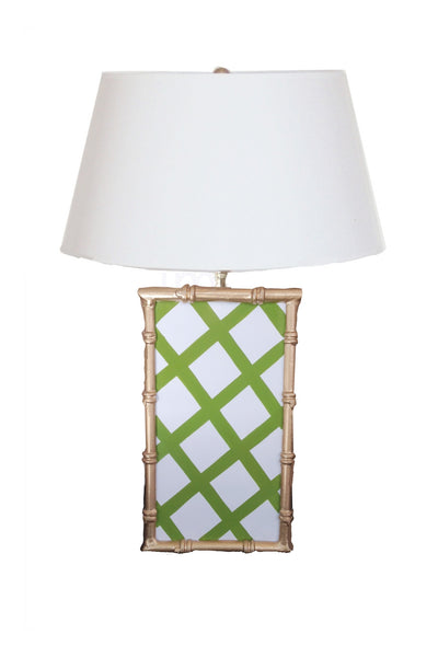 Dana Gibson Bamboo Lamp in Green Lattice
