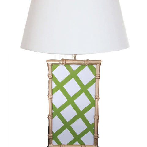 Dana Gibson Bamboo Lamp in Green Lattice