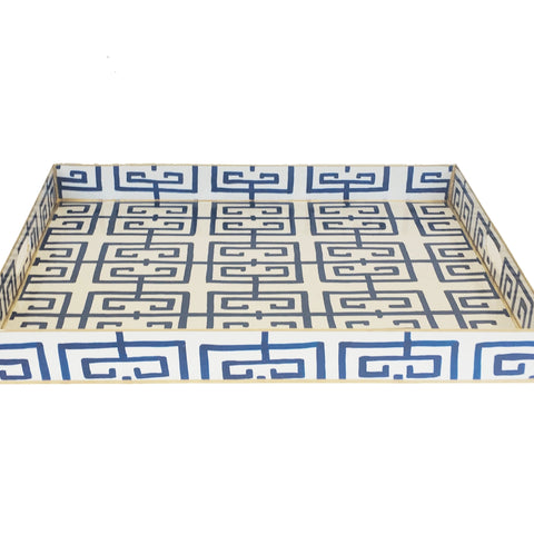 Rectangle Serving Tray in Navy Fret