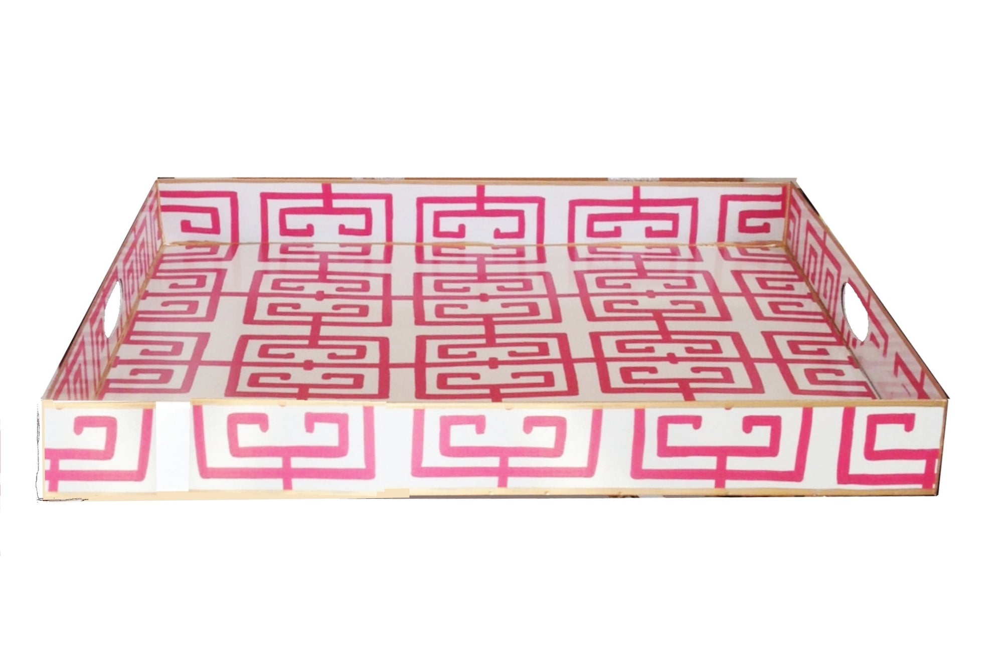 Rectangle Serving Tray in Pink Fret