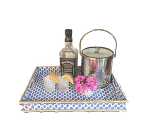 Dana Gibson Bamboo Tray in Navy Parsi Serving Tray