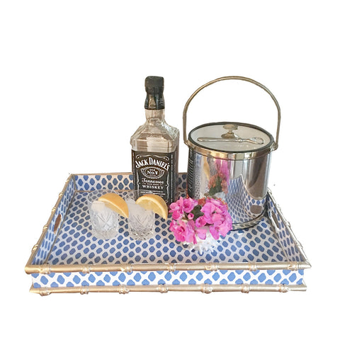 Dana Gibson Bamboo Tray in Navy Parsi Serving Tray
