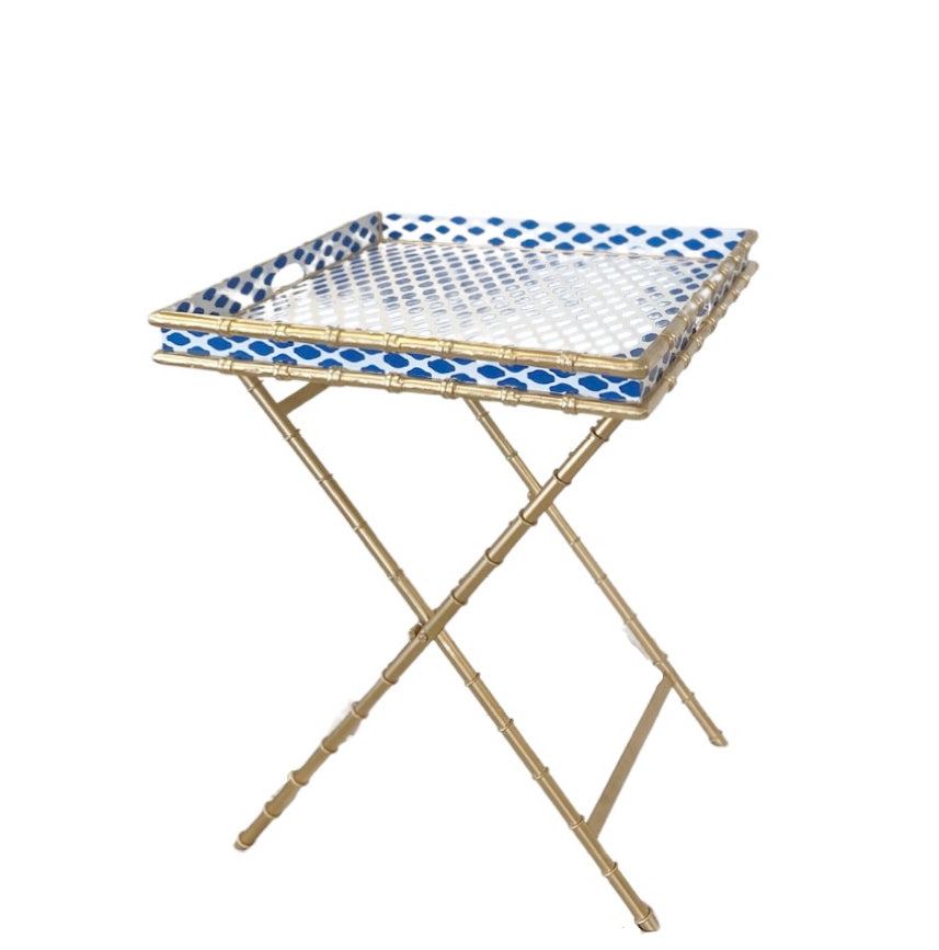 Dana Gibson Bamboo Cocktail Table in Parsi Navy