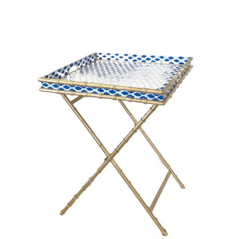 Dana Gibson Cocktail Table, Bamboo in Parsi Navy 2Q