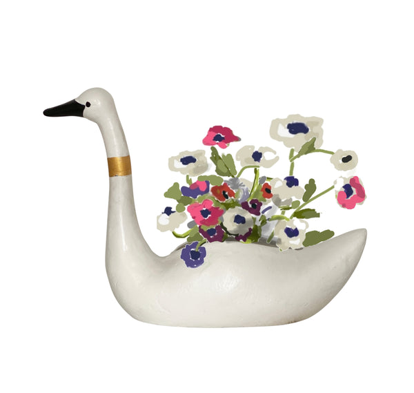 Swan in White Cachepot