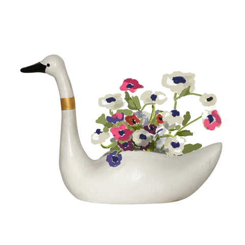 Swan in White Cachepot