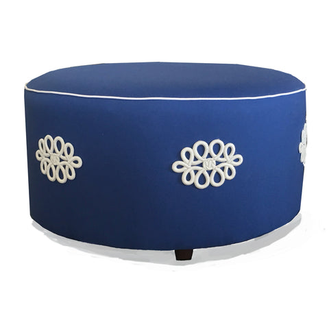 Shang Knot Ottoman in Navy