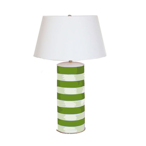 Dana Gibson Green Striped Stacked Lamp