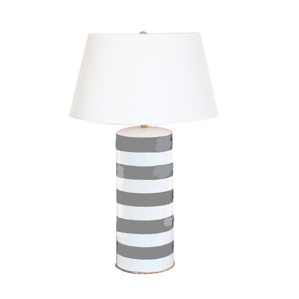 Dana Gibson Grey Striped Stacked Lamp
