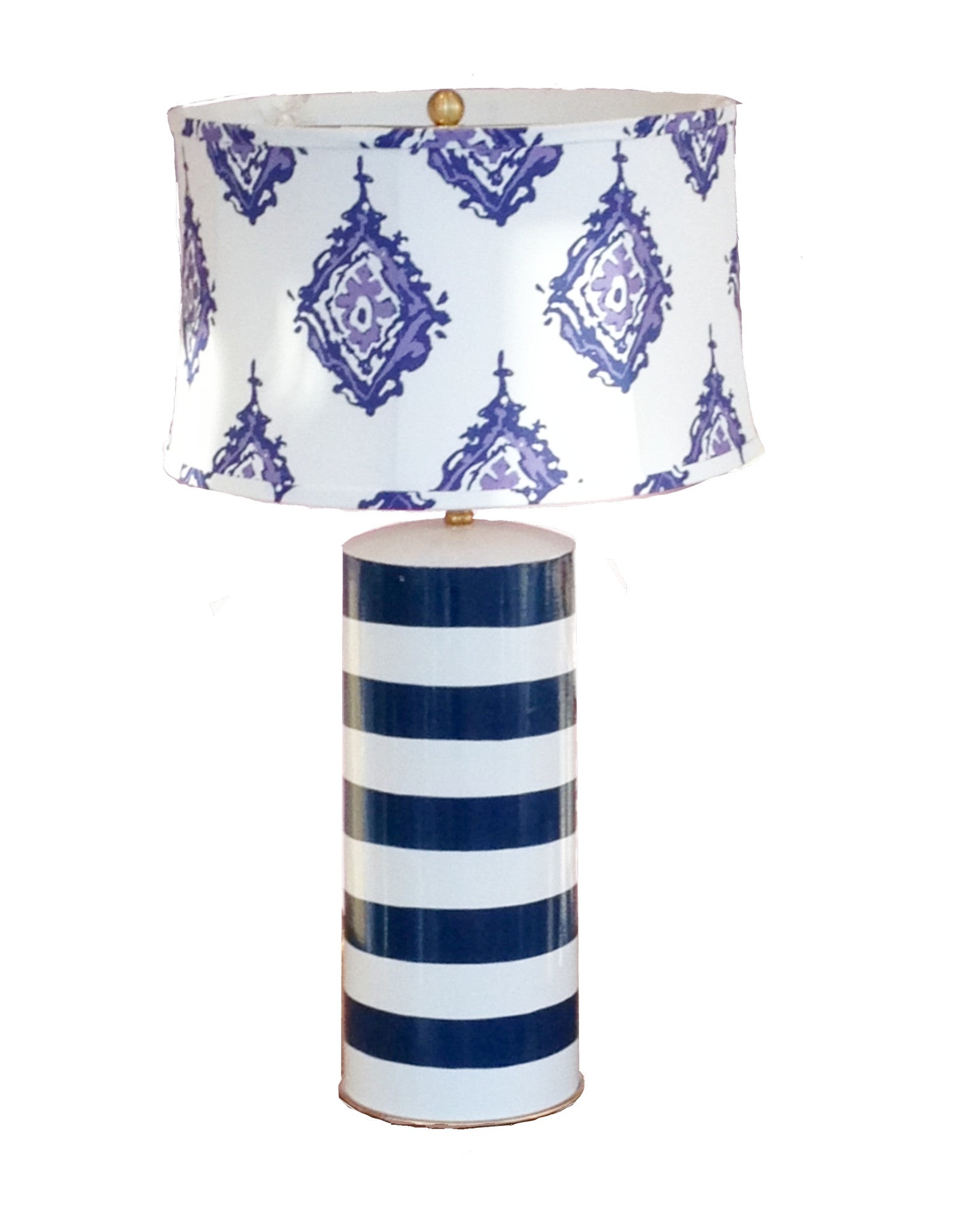 Dana Gibson Navy Stripe Stacked Lamp