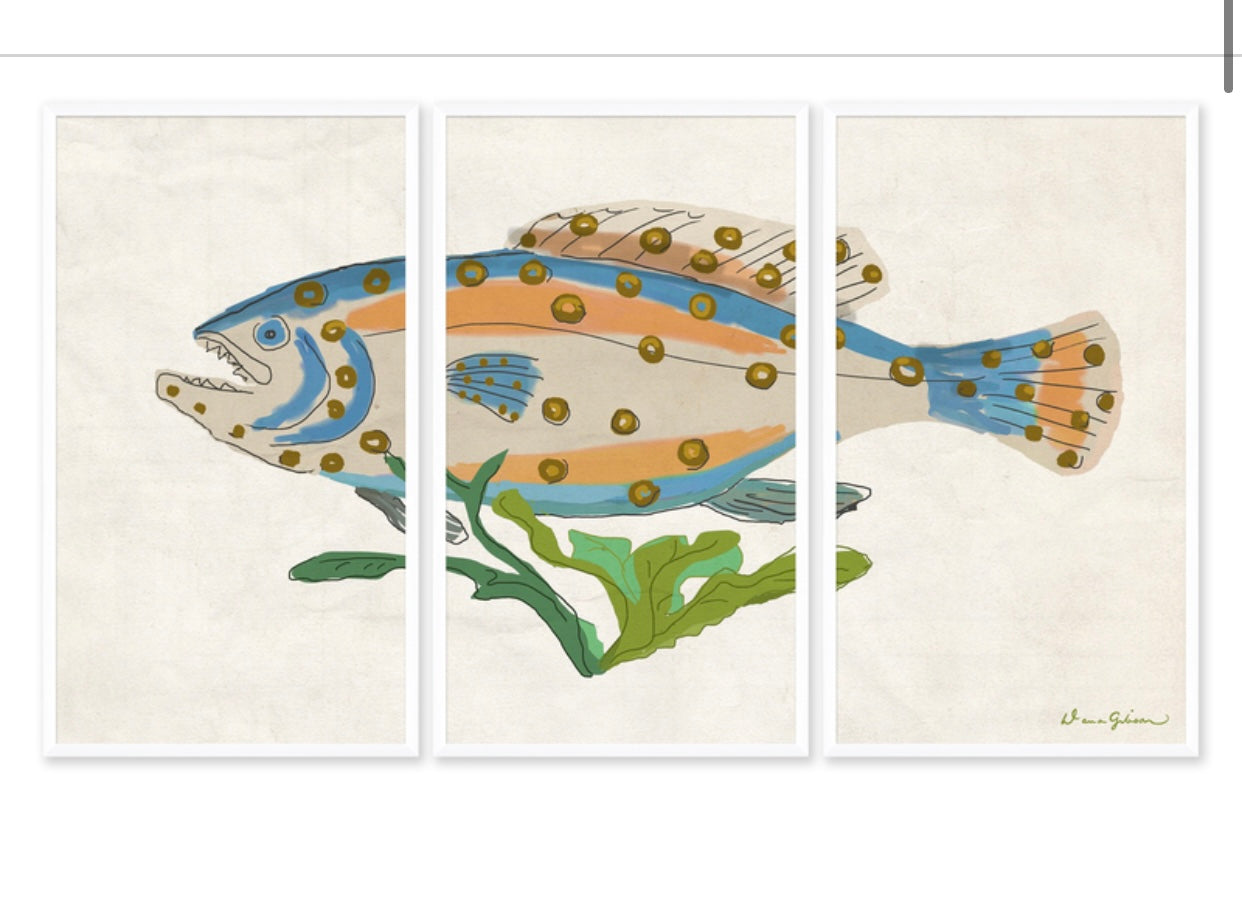 Dana Gibson Fish Triptyque