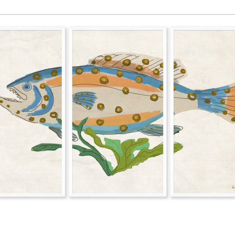 Dana Gibson Fish Triptyque