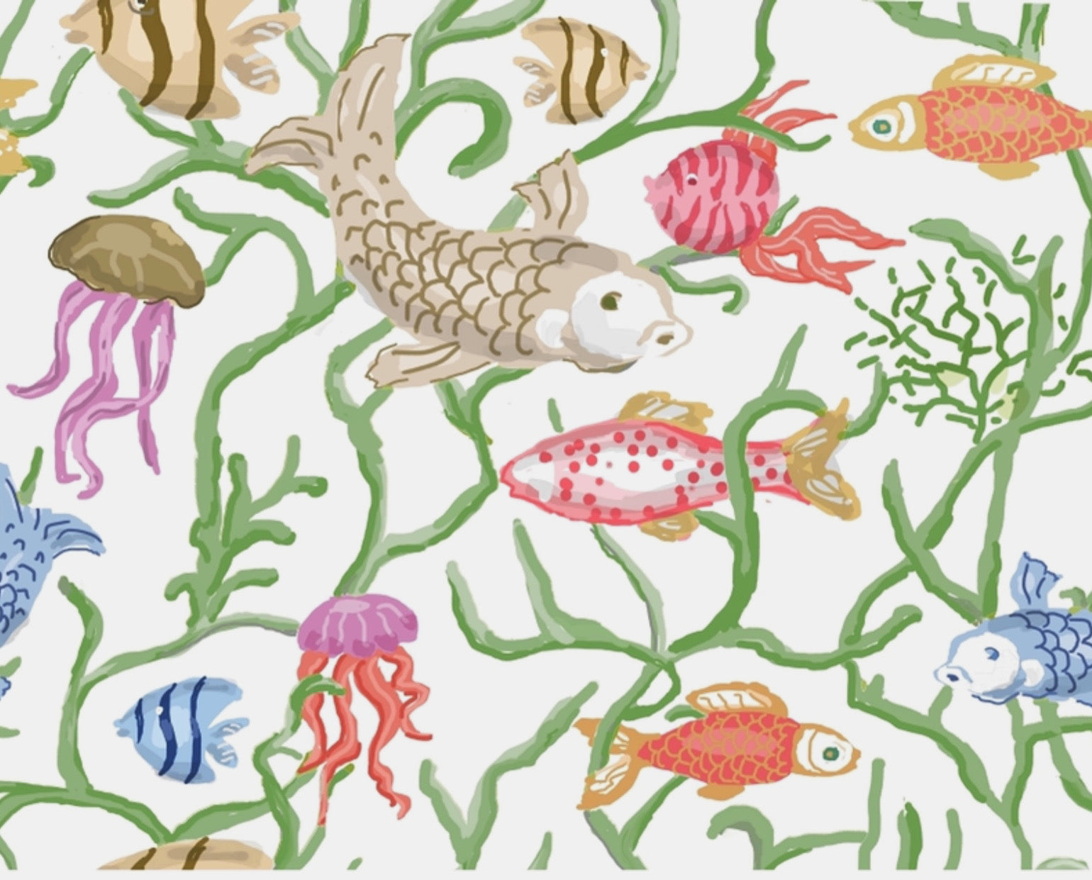 Dana Gibson Fish Ditty Wallpaper and Fabric