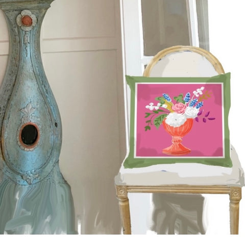 Dana Gibson, Delilah Vase in Orange on Pink Pillow