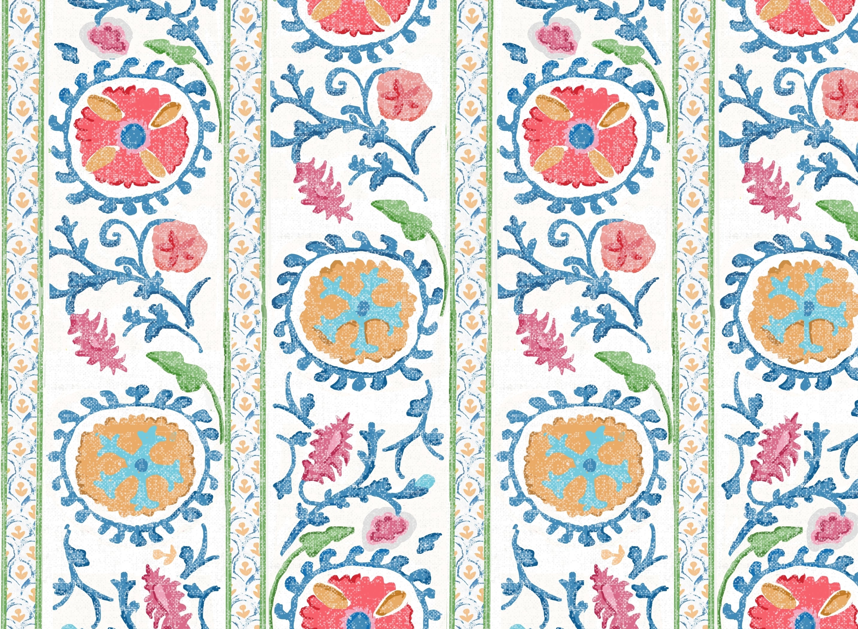 Ramoshka in Blue Wallpaper and Fabric