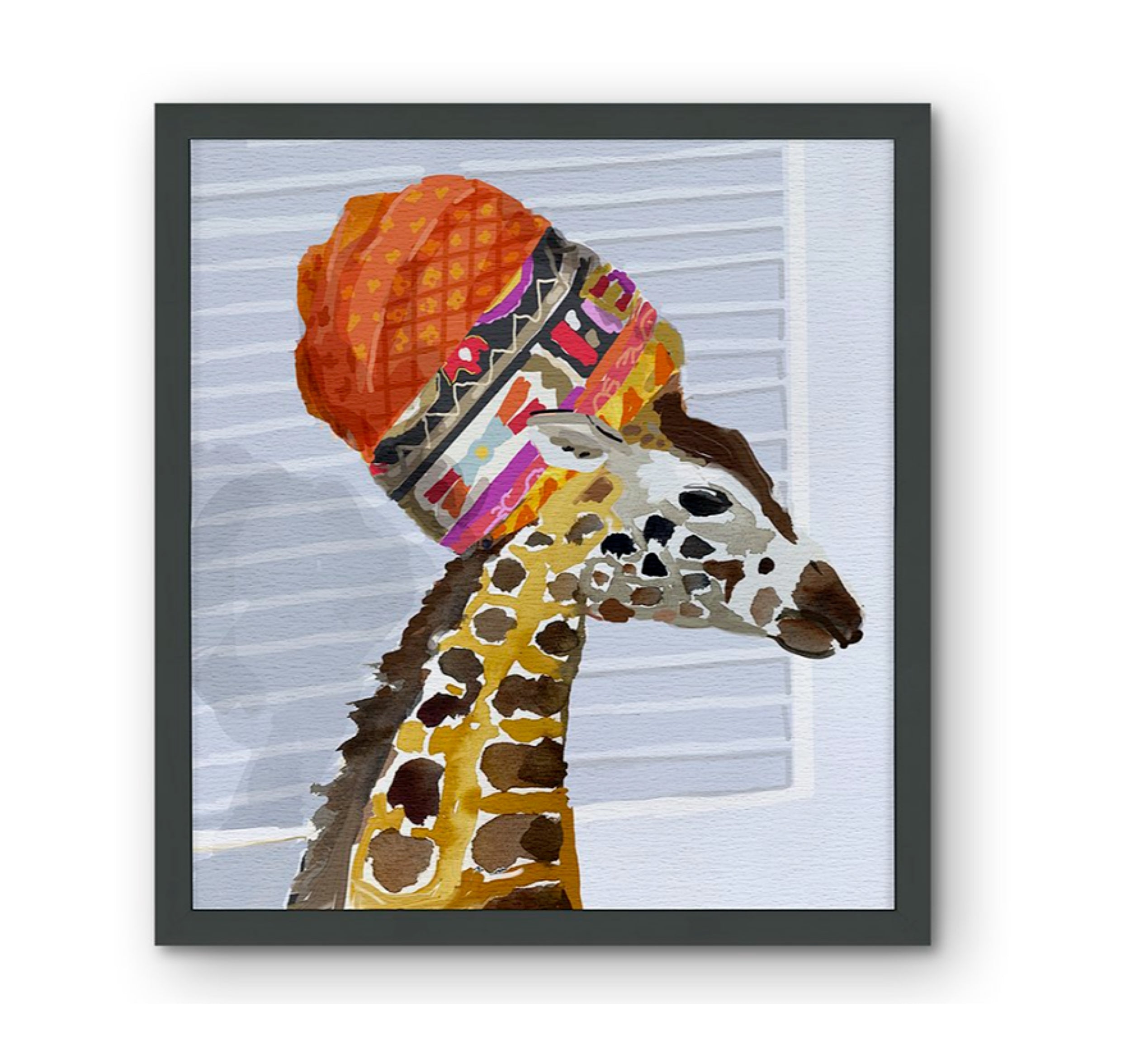 Dana Gibson Giraffe  in White or Black Frame
