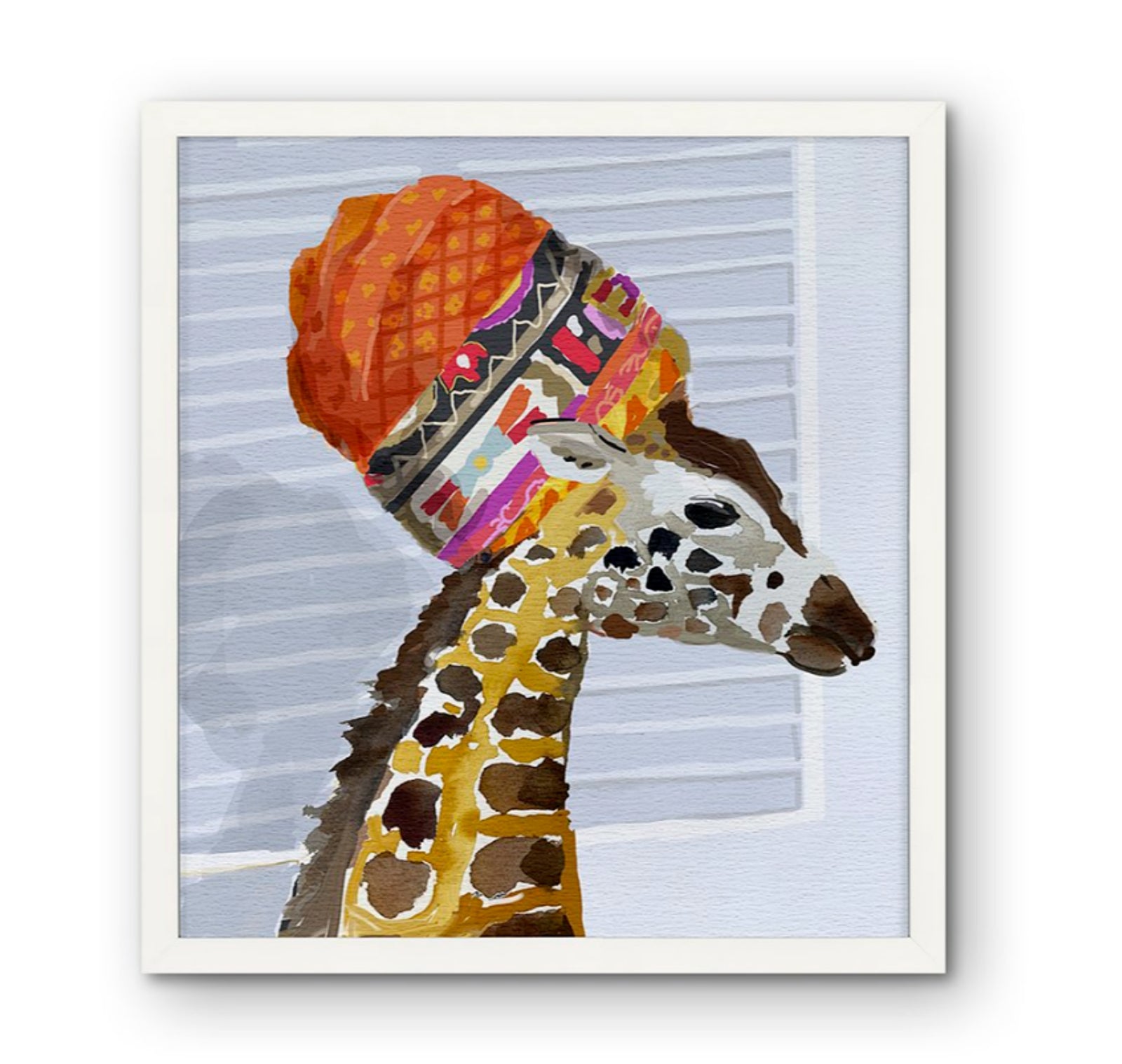 Dana Gibson Giraffe  in White or Black Frame