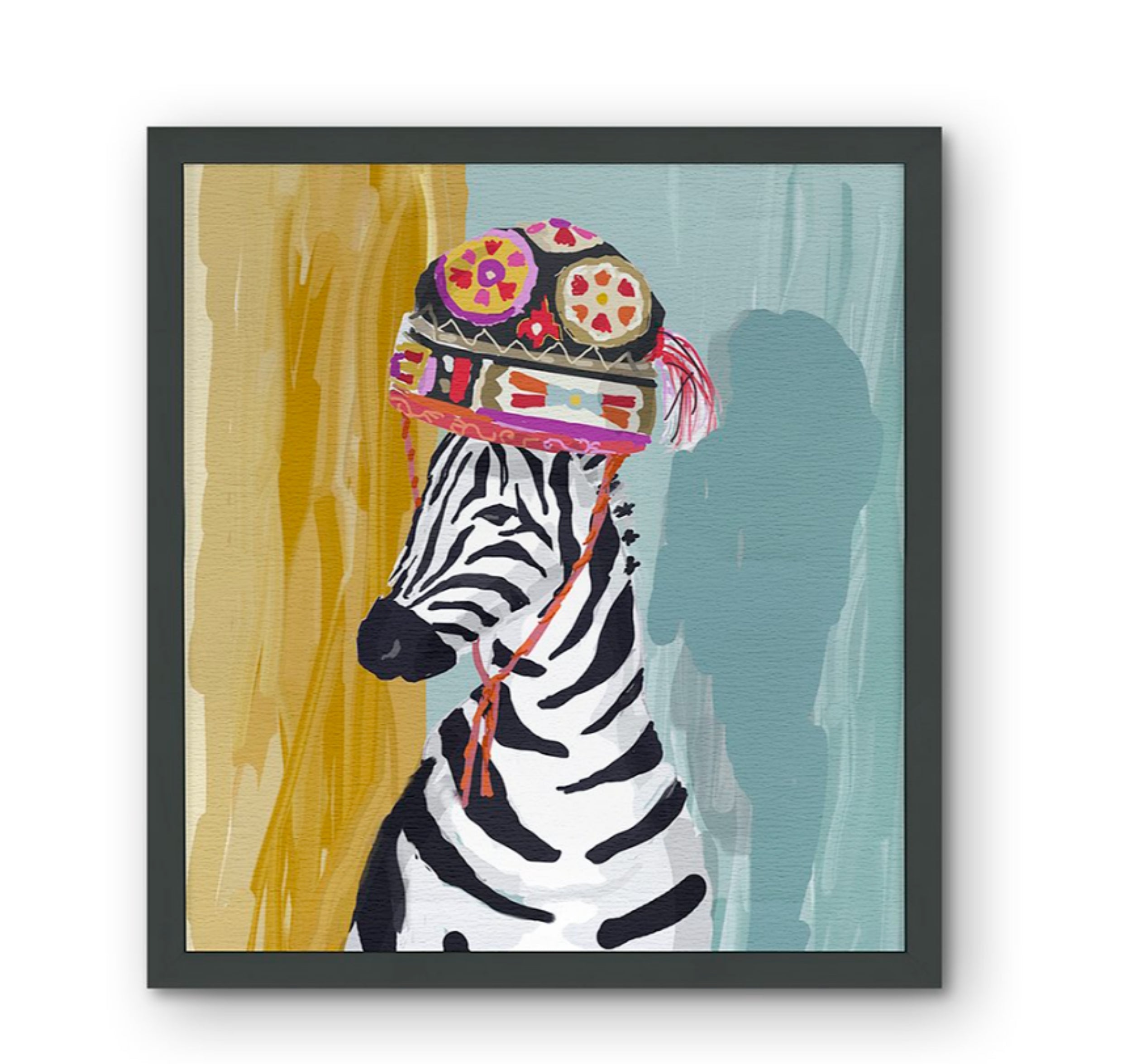 Dana Gibson Zebra in White or Black Frame