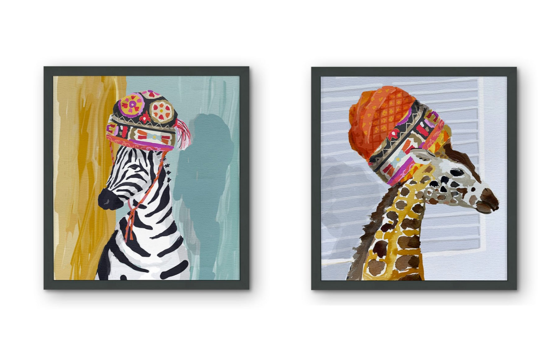 Dana Gibson Zebra in White or Black Frame