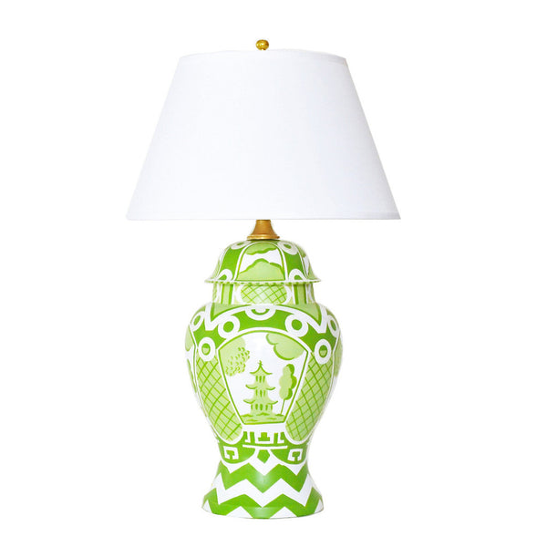 Summer Palace Ginger Jar Lamp in Green