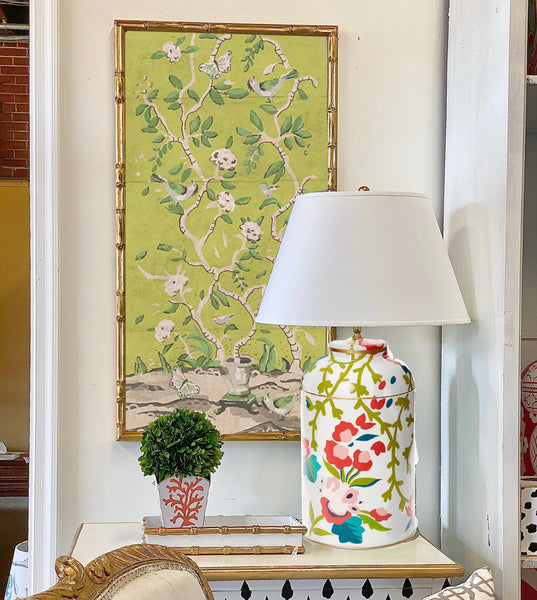 Dana Gibson Ditchley Park in Green,  Framed in Gilt Bamboo