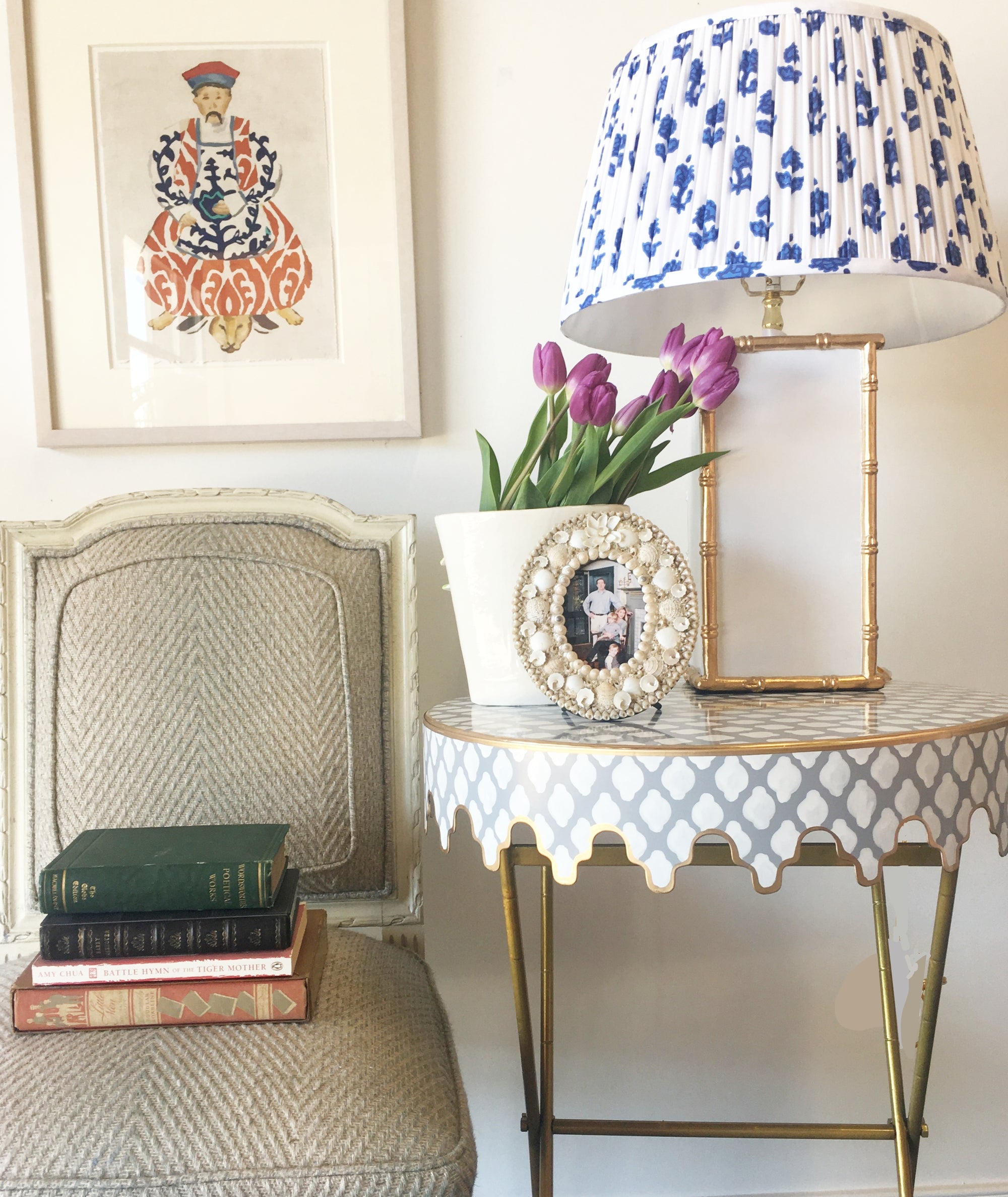 Dana Gibson Glenbrook Table in Navy Parsi