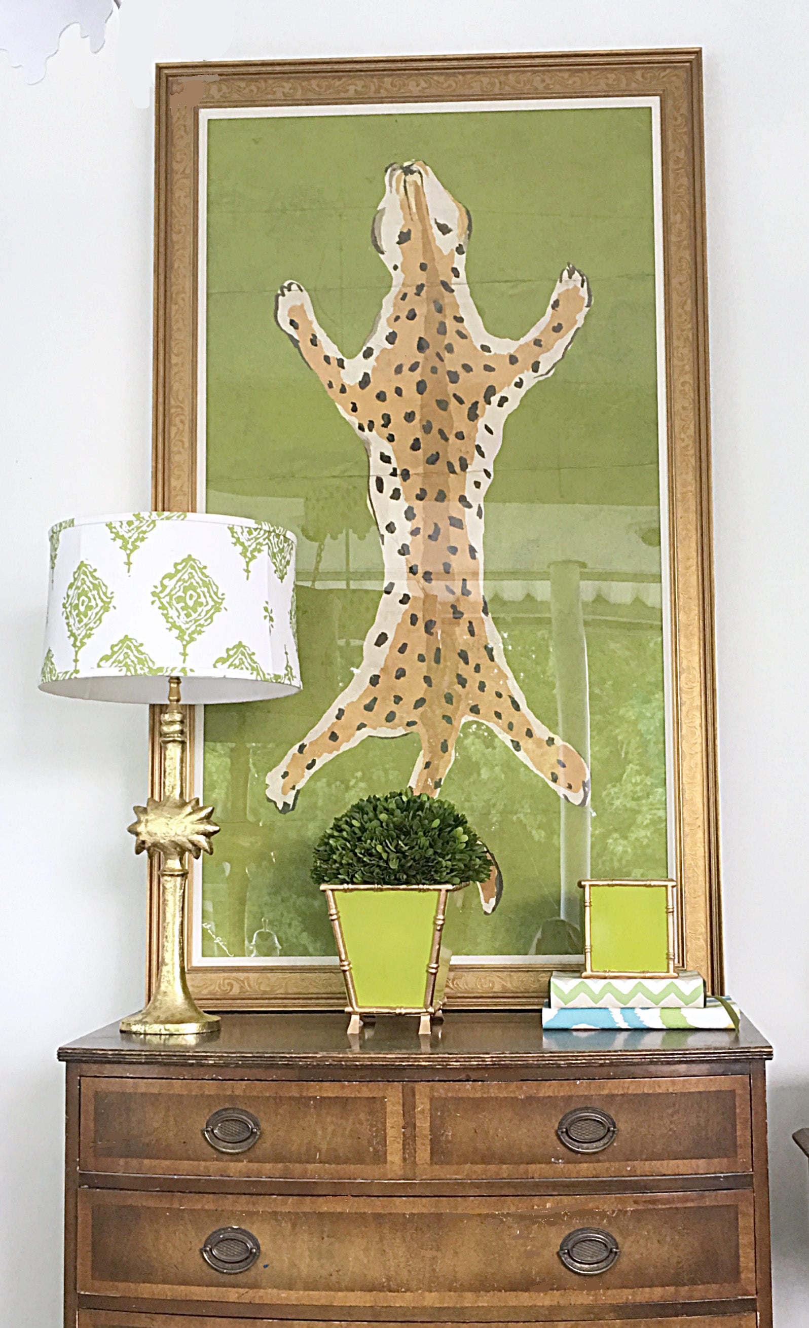 Dana Gibson Large Leopard in Green, Unframed