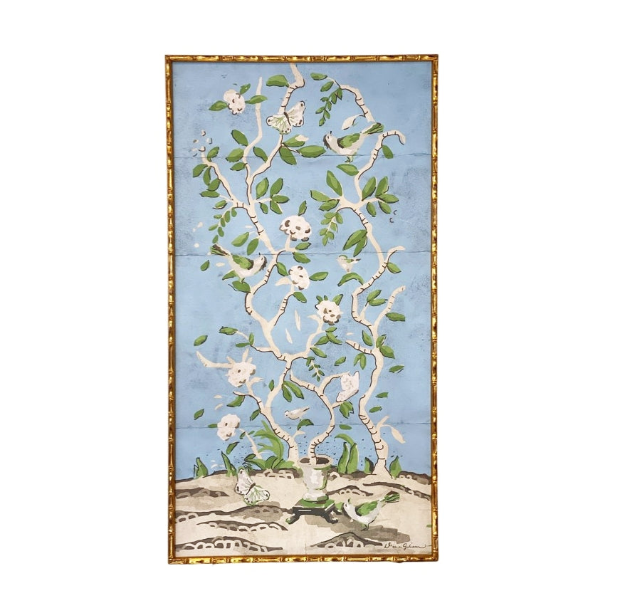 Dana Gibson Ditchley Park in Blue,  Framed in Gilt Bamboo