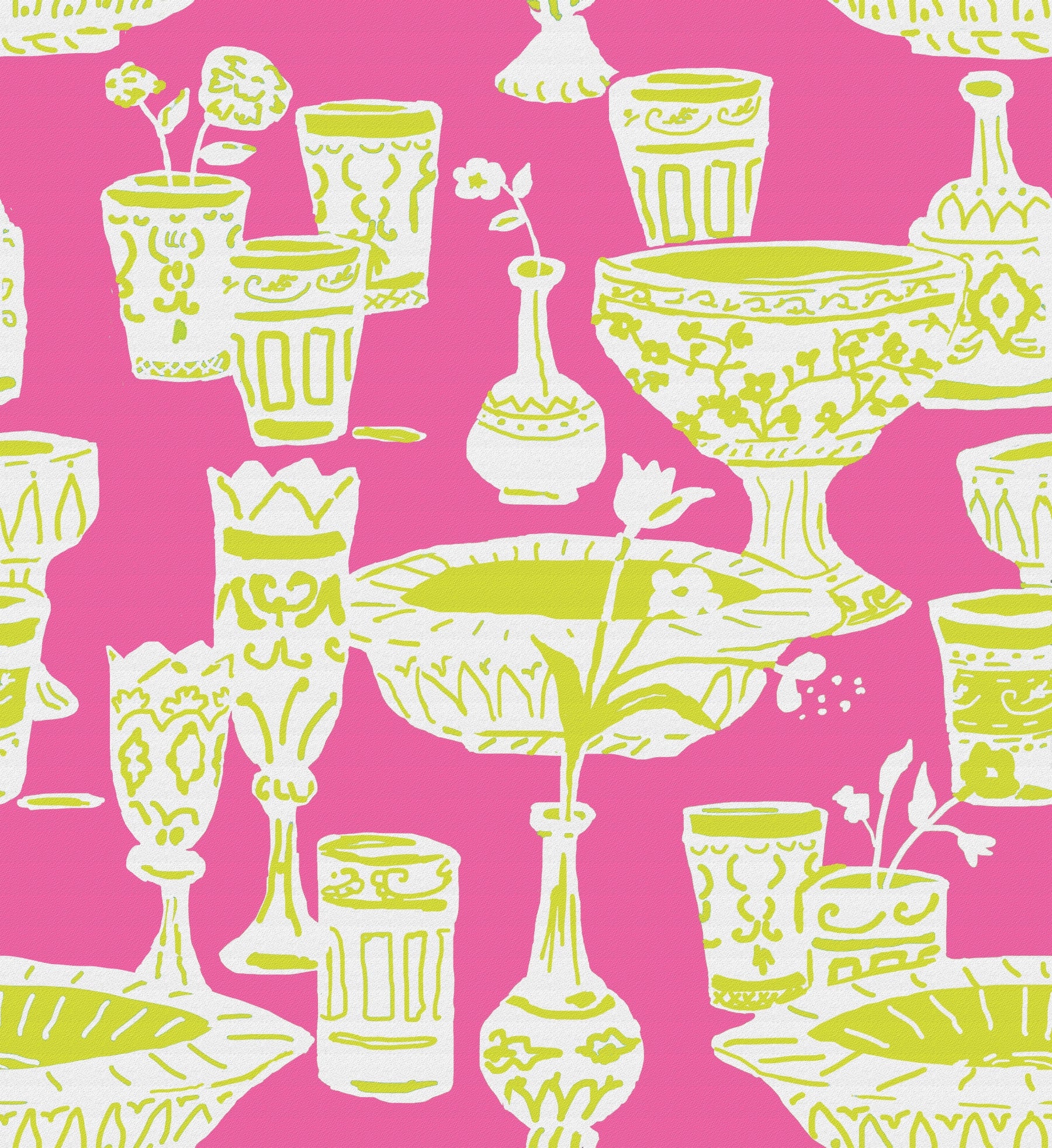 Silk Scroll  Wall Paper, Chartreuse