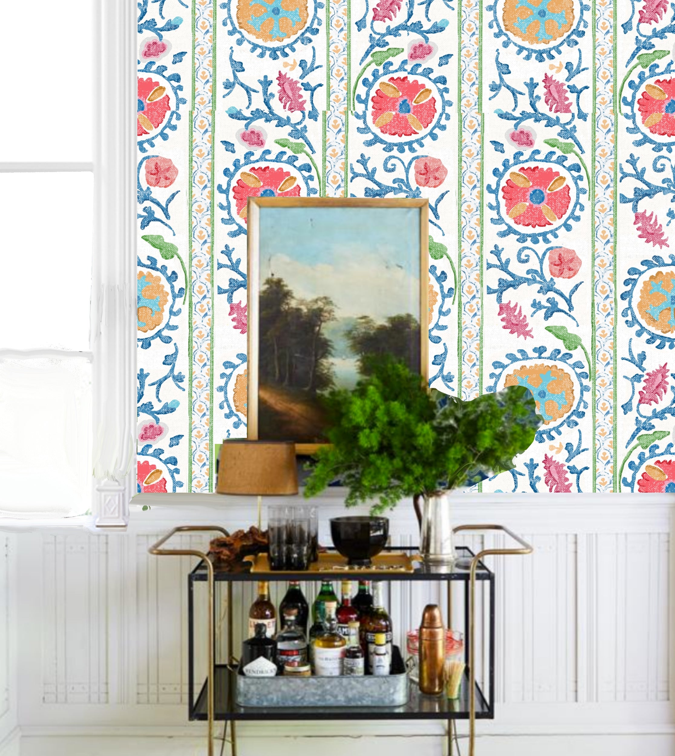 Ramoshka in Blue Wallpaper and Fabric