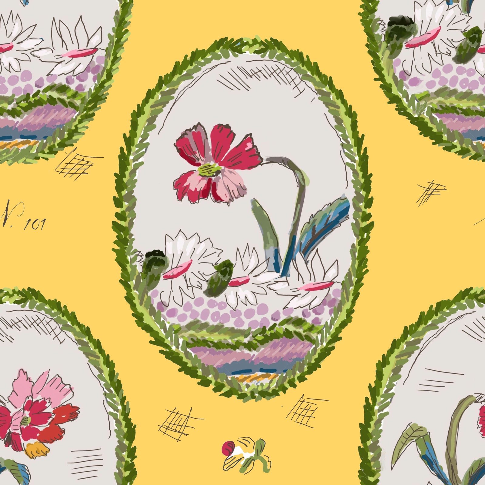 Dana Gibson Botany in Yellow, Yardage