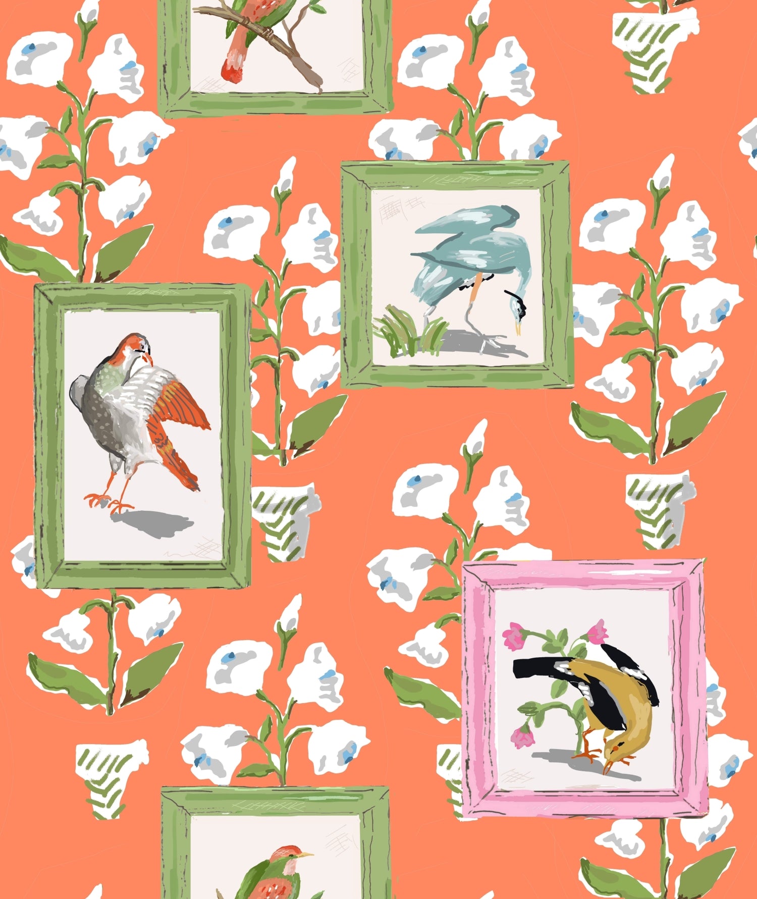 Dana Gibson Mughal Bird, Wall Paper and Fabric