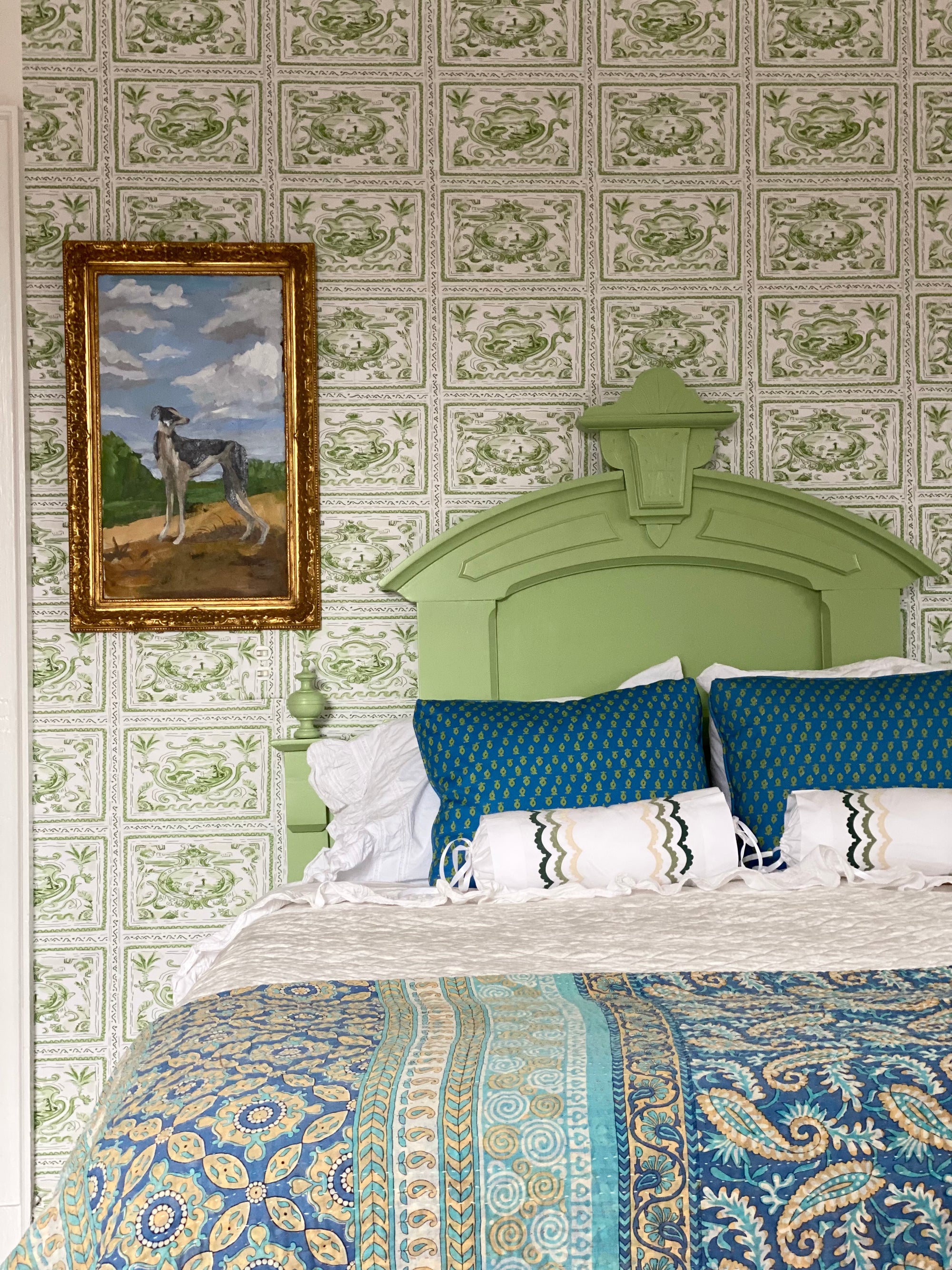Pliny Toile in Green, Wallpaper and Fabric