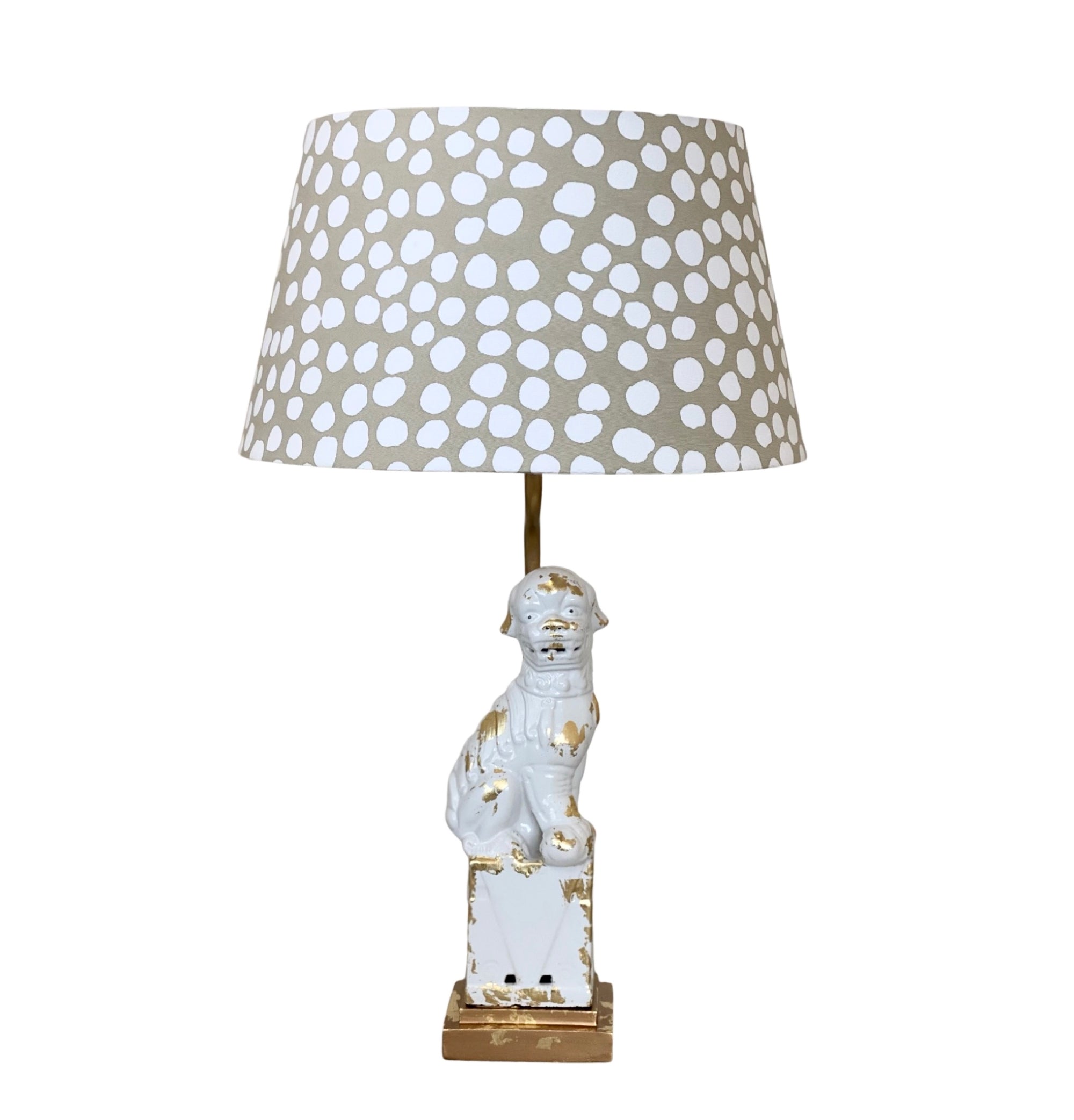 Foo Dog Lamp with Dana Gibson Thumb print Shade