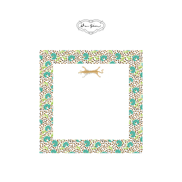 Dana Gibson Jaipur Leopard Notepad-Turquoise