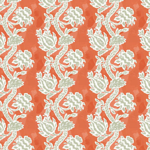 Dana Gibson Lotus in Coral, Wall Paper and Fabric