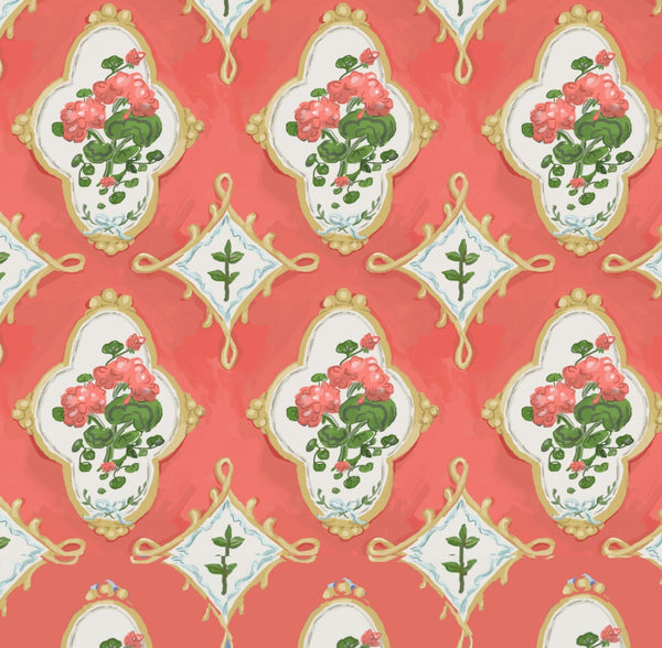 Dana Gibson Marakesh in Coral, Wall Paper and Fabric
