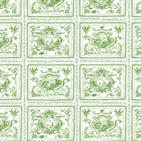 Pliny Toile in Green, Wall Paper and Fabric